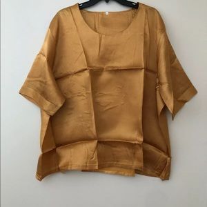 Women's Satin Shell Blouse Gold Size  4XL New